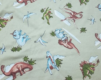 Dino Delight Cotton Rib Fabric - Perfect for Apparel, Pajamas, and More