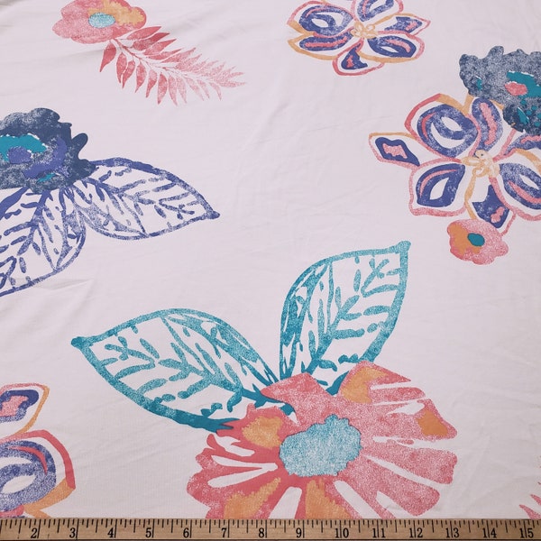 Colorful Floral Hand Painted Style Print Jersey Supima Micromodal Spandex Knit Fabric by the Yard