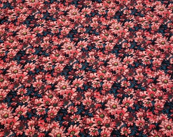 Floral Cotton Spandex Jersey Knit Fabric: Salmon Teal Orange 4-Way Stretch