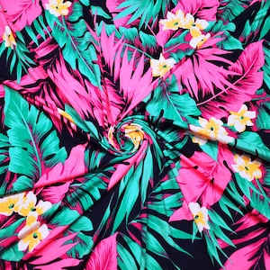 Tropical Foliage Print Nylon Spandex Fabric Lightweight & Vibrant image 5
