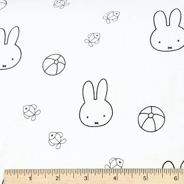 Cute Bunny Character Print Organic Cotton Jersey by the Yard