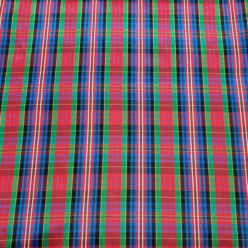 Red, Green, Blue, Black, White Yarn Dyed Plaid Taffeta Fabric by the Yard image 8