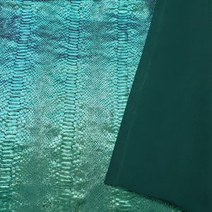 Deep Sea Green Metallic Exotic Two Tone Dragon Scales on Hunter Green Crushed Ice Velvet Fabric by the Yard image 4