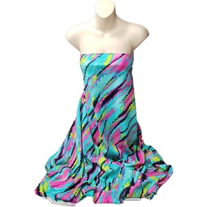Vibrant Abstract Print Nylon Spandex Fabric Blue, Aqua, Pink, and More image 10
