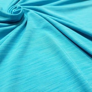 Beautiful Light Turquoise Blue Marl Style Lightweight Nylon Spandex Fabric by the Yard