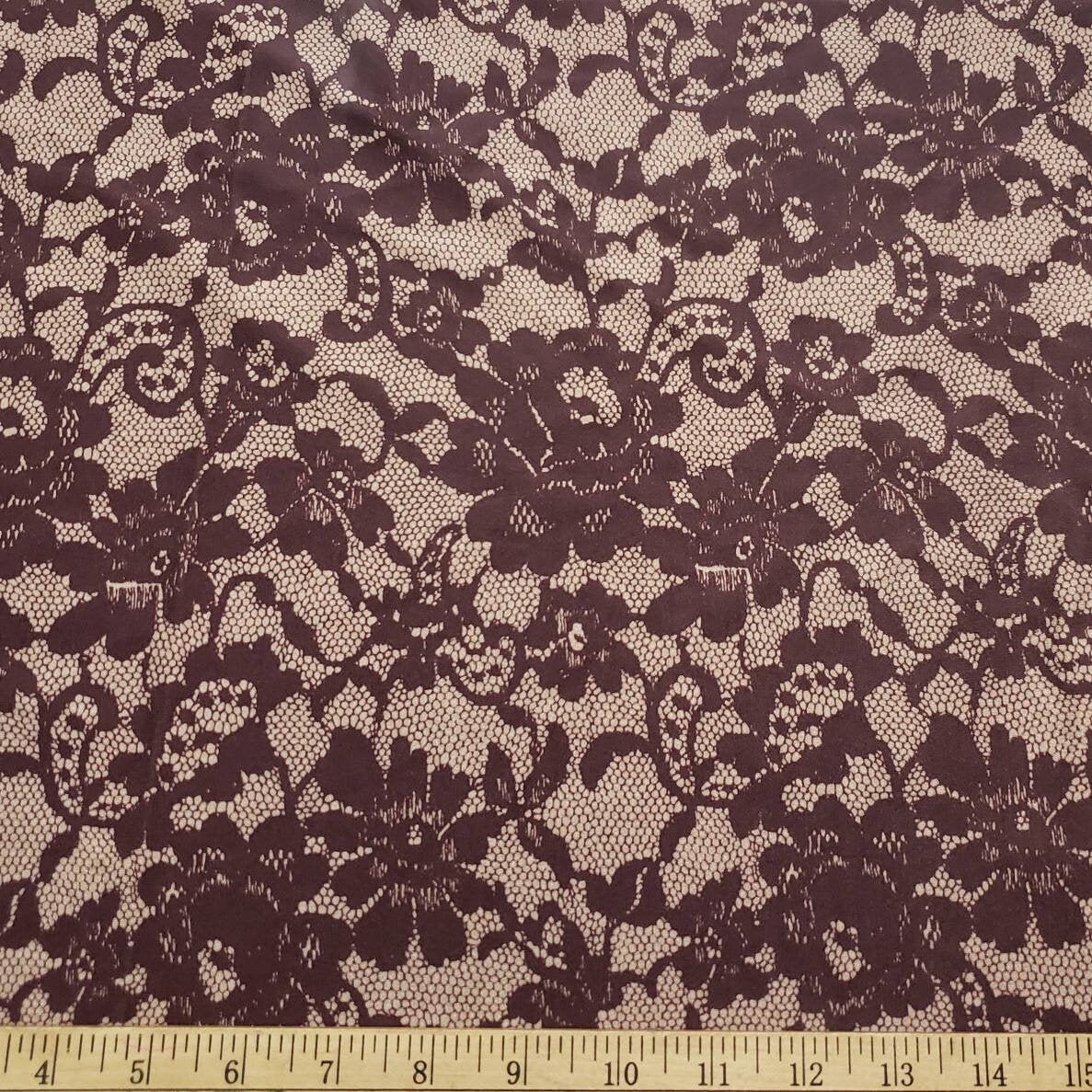 Shades of Brown Faux Lace Poly Spandex Fabric by the Yard Etsy