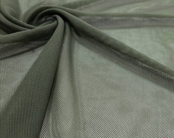 Olive Solid Power Mesh Nylon Spandex Fabric by the Yard