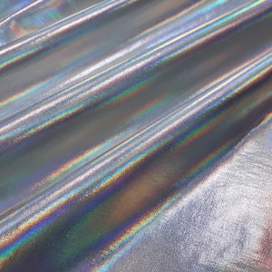 Silver Iridescent Metallic Foil 4-Way Stretch Fabric - Reflective Beauty