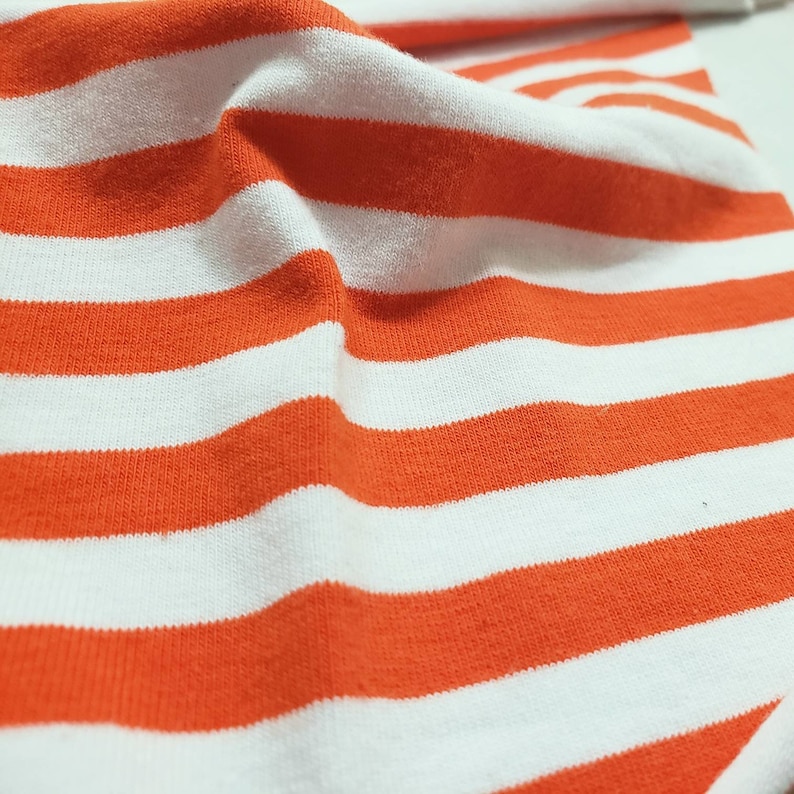 Orange and White Yarn Dyed Stripe 4 Way Stretch Cotton Lycra Etsy