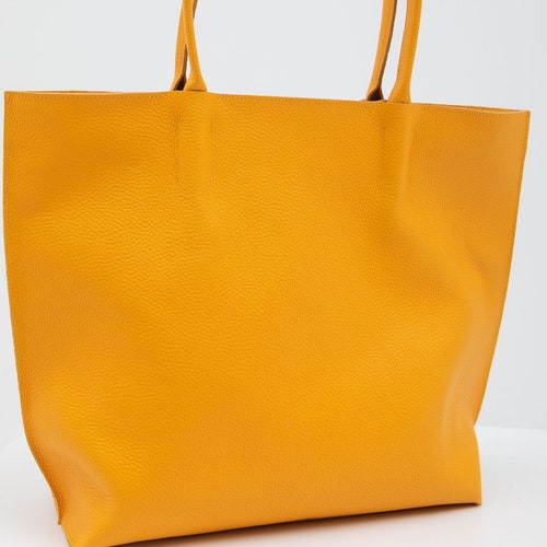 City shopping bag made shops of genuine leather in Lavender and Yellow colors,Convenient shopping bag , Made of genuine leather