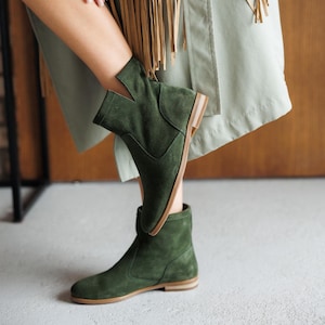 Suede Short Cypress Boots - Ladies Barefoot Booties, Autumn Footwear & Perfect Girlfriend Holiday Gift, Handmade Womens Shoes