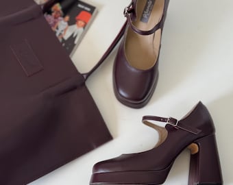 Fashion High Heels in Burgundy - Handmade Platform Heels for Women, Elegant Burgundy Shoes - Summer Party Heels, Unique Gift for Her