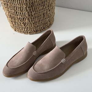 Womens Loafers, Comfortable Suede Loafers, Handmade Womens Fashion Shoes, Barefoot Shoes, Mom Birthday Gift, Everyday Casual Loafers