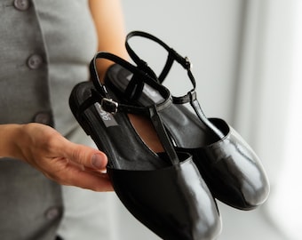 Damskie buty typu barefoot – wykonane w 100% z prawdziwej skóry, uziemiające, wygodne czarne sandały z zakrytymi palcami, sandały z paskiem na kostce, prezent dla niej