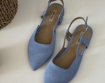 Handmade Blue Sandals for Women, Comfortable Barefoot Inspired Design, Elegant Party Shoes, Stylish Holiday, Winter Gift Idea
