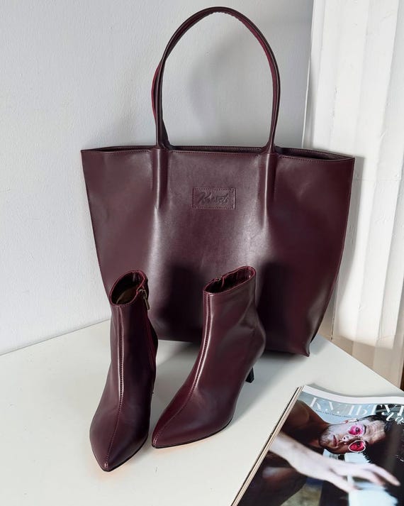 Handmade Leather Boots Women, Genuine Leather Ankle Boot, Comfortable Burgundy Shoes Heeled Boots, Gift for Her