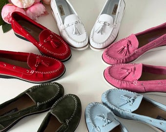 Handmade Leather Suede Moccasins for Women, Casual Flats for Daily Wear, Grounding Suede Moccasins, Comfortable Women's Shoes, Gift for her