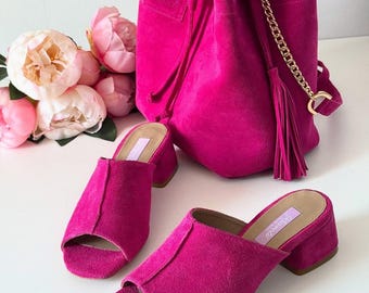 Stylish Leather Mules and Sandals, Summer Platform Heels for Women, Comfortable Dress Shoes, Unique Gift for Mom, Everyday Footwear