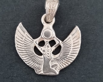 Aset - winged Isis amulet. Silver. Vintage