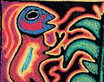 El Curandero - Art huichol. peinture au fil vintage