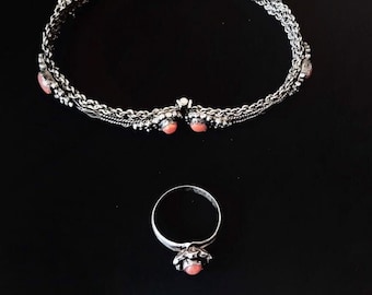 Conjunto berbere tunisino. Pulseira e anel. Vintage