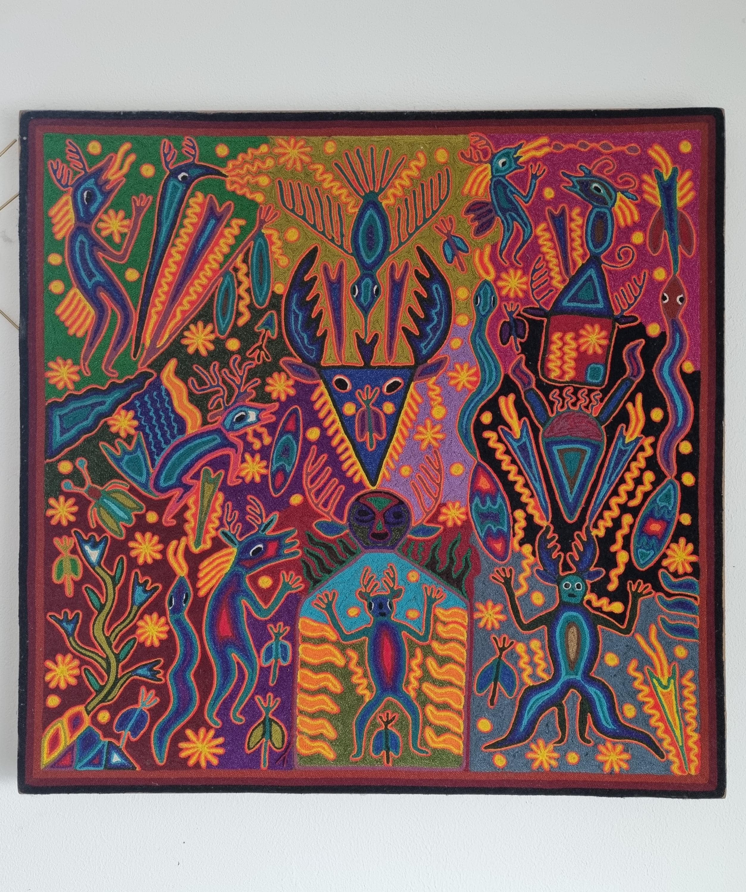 José Benítez Sánchez Huichol Yarn Painting (1991) – Peyote Deer