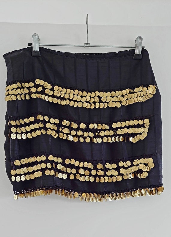 Belly Dance hip scarf with coins from Egypt. Vint… - image 1