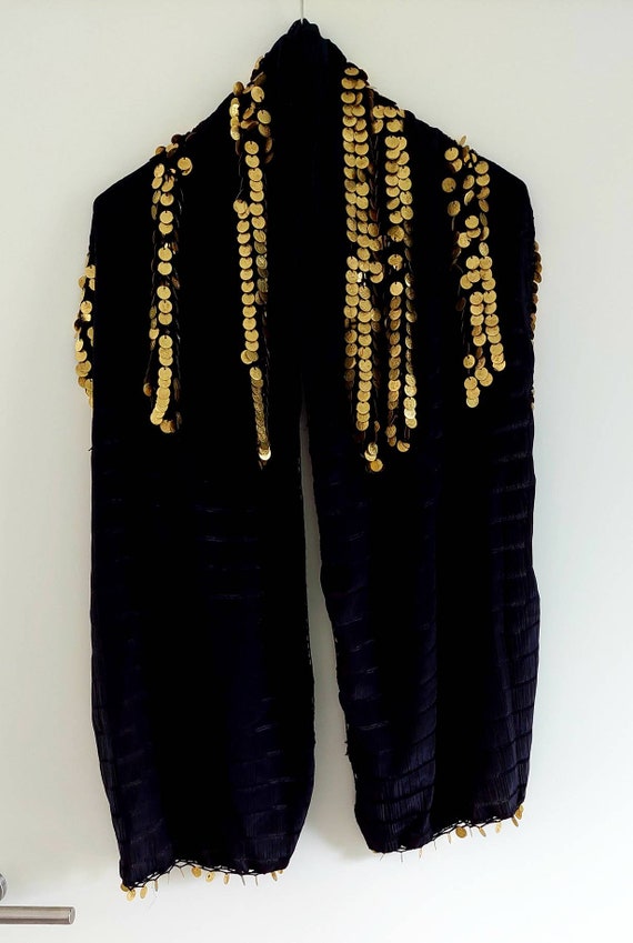 Belly Dance hip scarf with coins from Egypt. Vint… - image 2