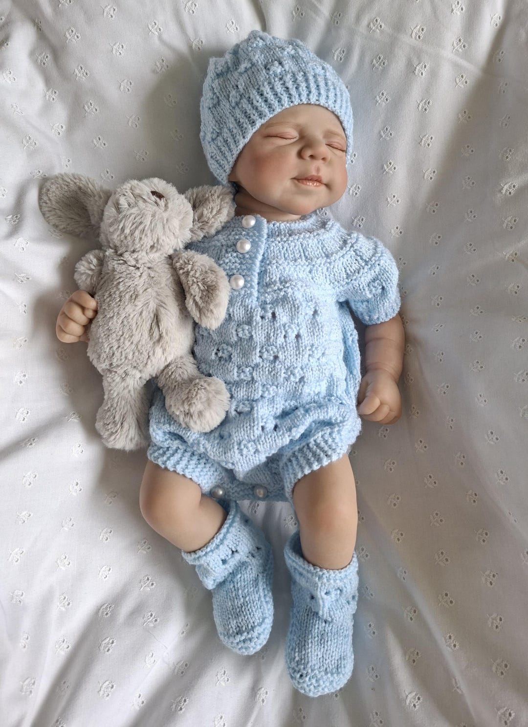 Tiny Baby/preemie Hand Knitted Romper, Hat & Bootie Set. Lovely Baby ...