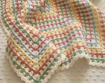 Granny Square Crochet Baby Blanket: Soft and Snuggly Pram Cover