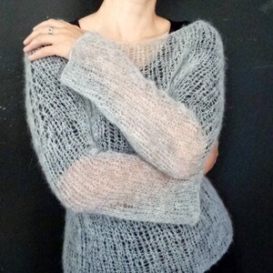 knitted sweater ,sweater gray, mohair sweater, hand knit sweater, soft pullover, transparent sweater, oversize sweater, long sleeve sweater