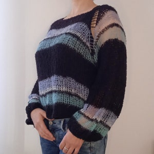 knitted sweater ,sweater black, mohair sweater, hand knit sweater, soft pullover, transparent sweater, oversize sweater, long sleeve sweater