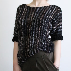 Pullover made of black mohair yarn, black sweater, sweater, mohair sweater, black jumper, hand knit sweater, black pullover, soft pullover