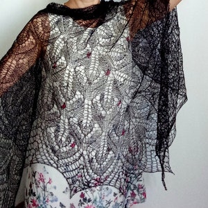 Linen shawl,eggplant shawl , knit shawl and wrap, hand knit shawl, linen wrap, openwork shawl, knit shawl, knitted shawl, Summer linen shawl