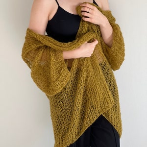 hand knit cardigan, cardigan sweater, mohair cardigan, ochre cardigan, lace cardigan, oversazed cardigan womens, classic cardigan