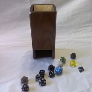 Walnut Domestic Wood Dice Rolling Tower image 1