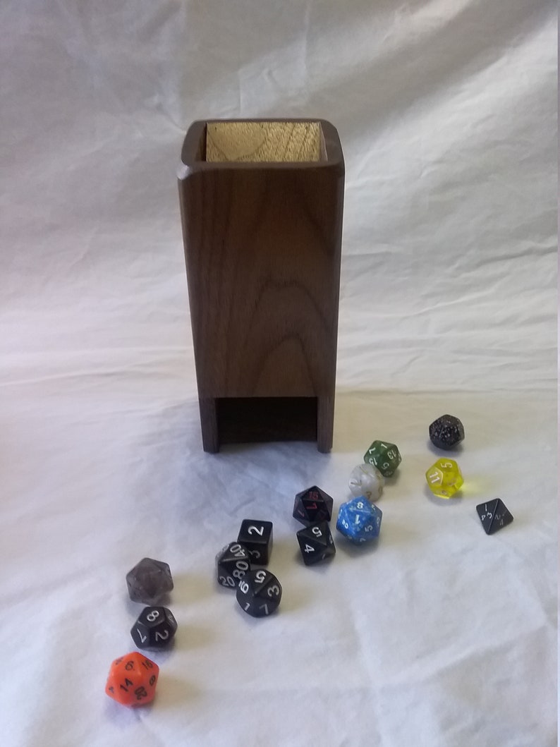 Walnut Domestic Wood Dice Rolling Tower image 1