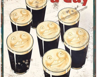 10" x 7" Metal Sign Guinness Beer Ad Vintage Look Reproduction