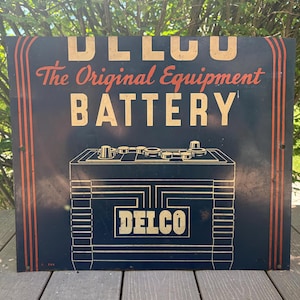 Vintage Delco Battery Sign - Etsy