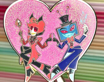 Hazbin Hotel - Radiostatic Alastor & Vox Enamel Pin badge - Limited Edition