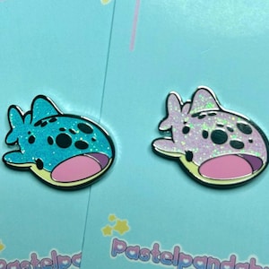 Kawaii glitter whale shark enamel pin