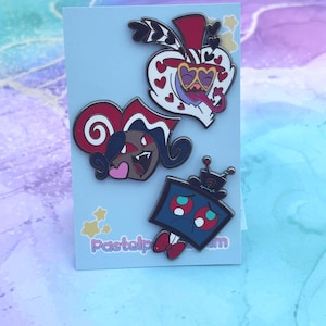 Hazbin Hotel - Głowy Chibi The Vees - Vox, Valentino i Velvette Przypinka emaliowana