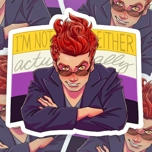 Niet-binaire Crowley-sticker, David Tennant, Good Omens, Transgender Genderfluid LGBTQIA Pride