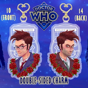 10 & 14 Doctor 3&quot;Doppelseitiger Acryl Anhänger und 13x18cm Druck || David Tennant, Doctor Who, Zehnter Doktor, Vierzehnter Doktor