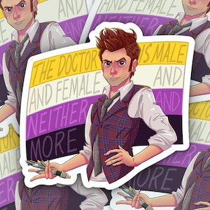 Non-binary 14th Doctor Sticker, David Tennant, Doctor Who, Fourteenth Doctor, Transgender Genderfluid LGBTQIA Pride