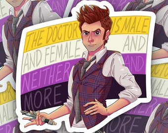 Non-binary 14th Doctor Sticker, David Tennant, Doctor Who, Fourteenth Doctor, Transgender Genderfluid LGBTQIA Pride