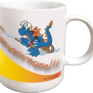 Tasse Keramik Kaffeetasse Kaffeebecher Print FEUERWEHR Blauer Drache Draco 57443 Bild 1