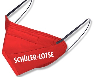 1 FFP2 mask in RED German production with print - SCHÜLER-LOTSE - 14919