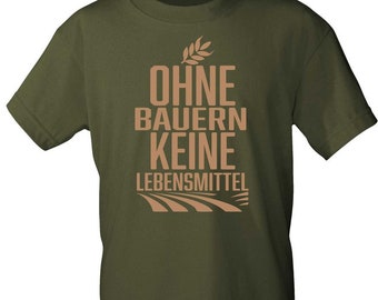 T-shirt with print - No farmers, no food - 15726 olive green size. S-3XL