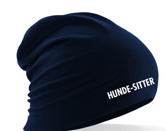 Longbeanie Slouch-Beanie Sommerbeanie - HUNDE-SITTER - in 4 versch. Farben